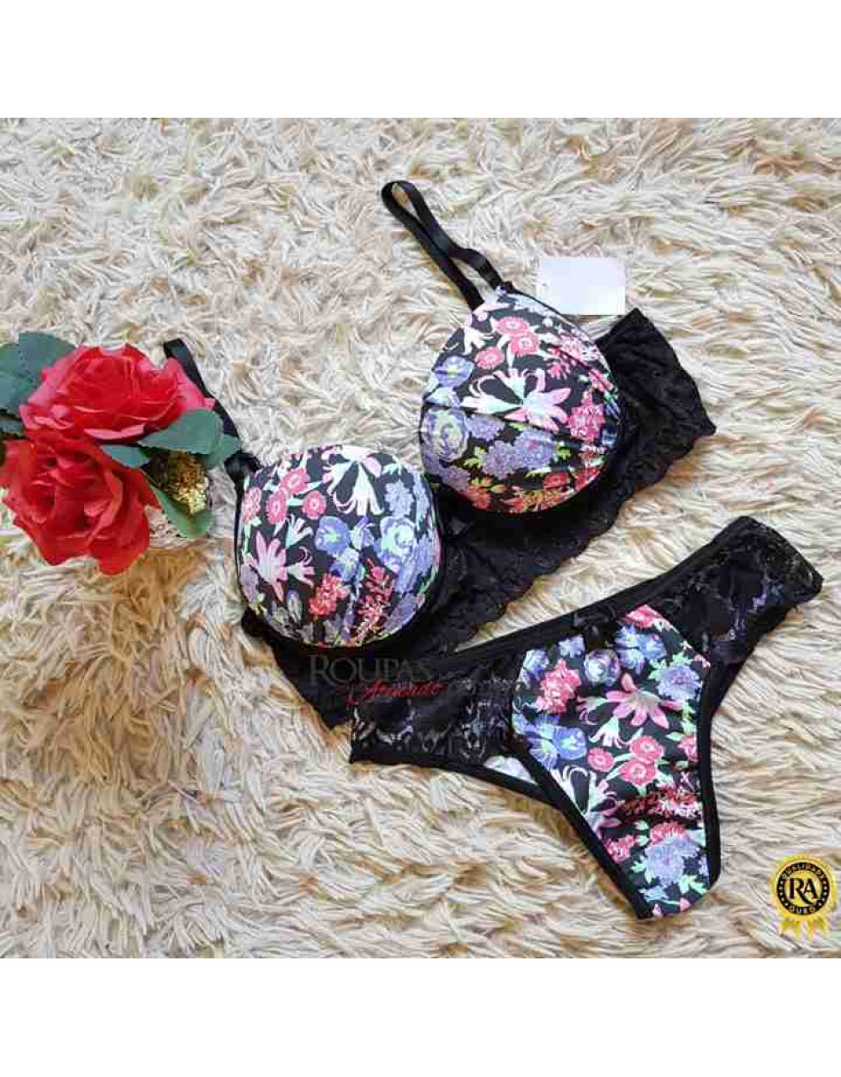 Conjunto Lingerie Sutiã Franzido