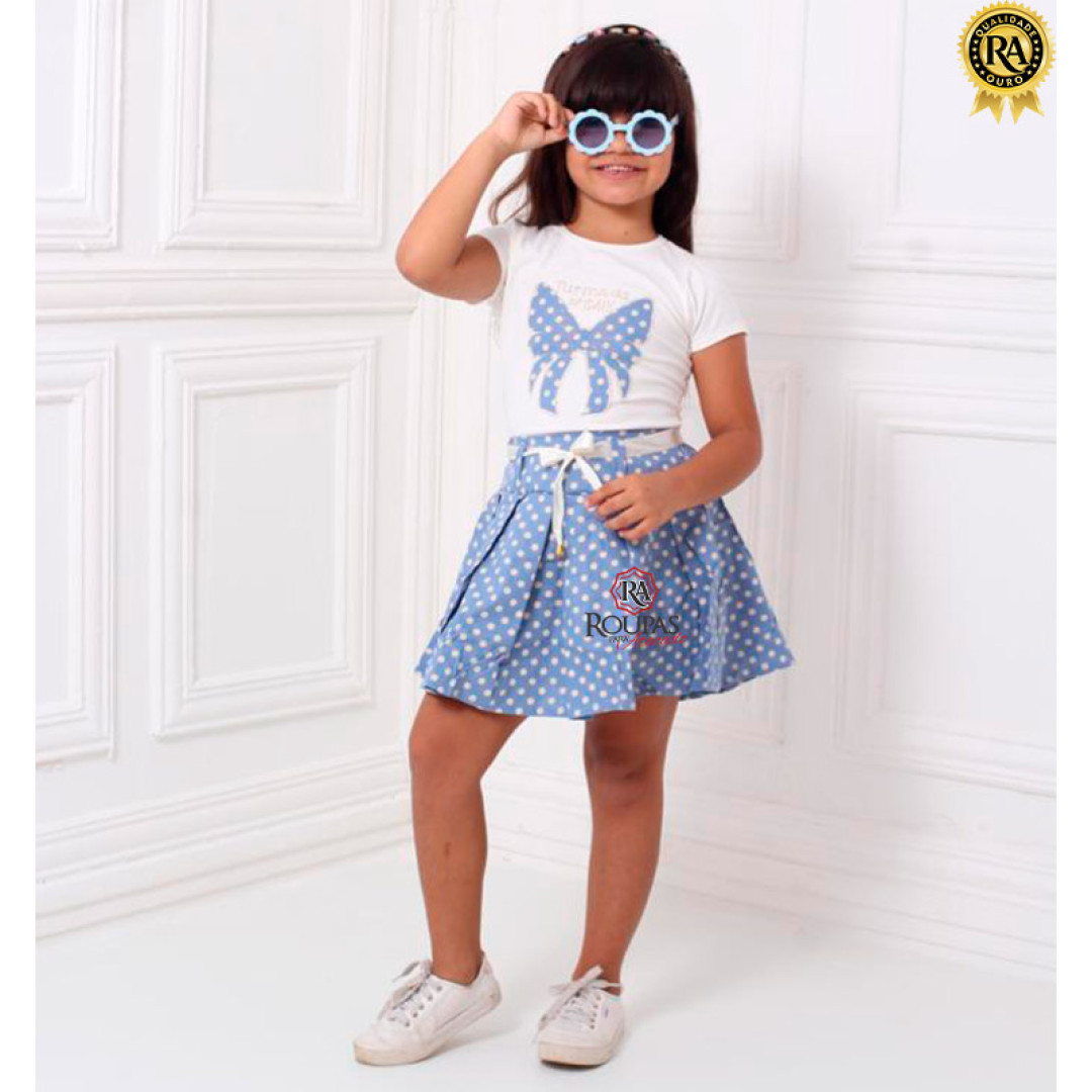 Conjunto Infantil De Saia Plissada E Blusa Mimyk