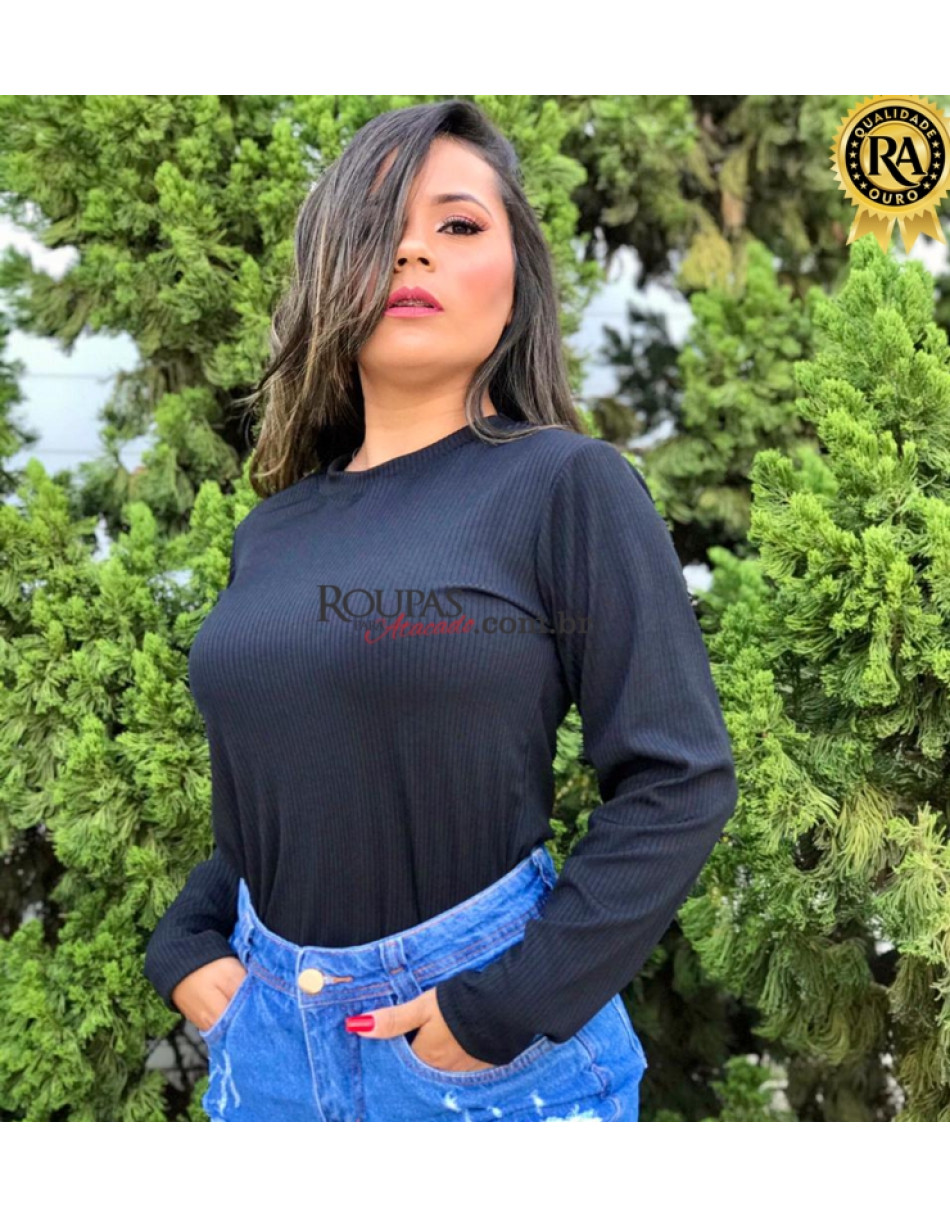 Blusa Manga Longa Feminina Canelada