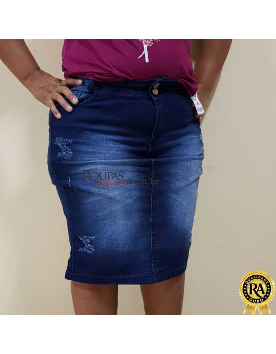 Saia Plus Size Jeans com Lycra Evangélica vários modelos