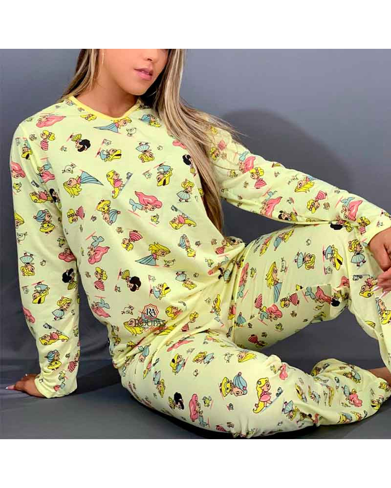 Pijama Feminino Longo Estampado