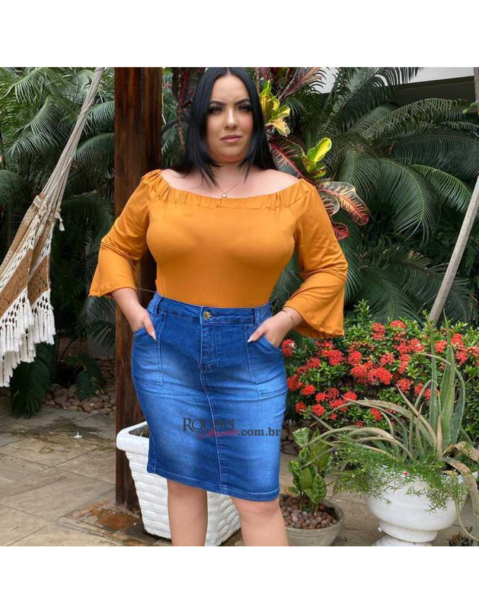 Saia Plus Size Jeans com Lycra Evangélica vários modelos