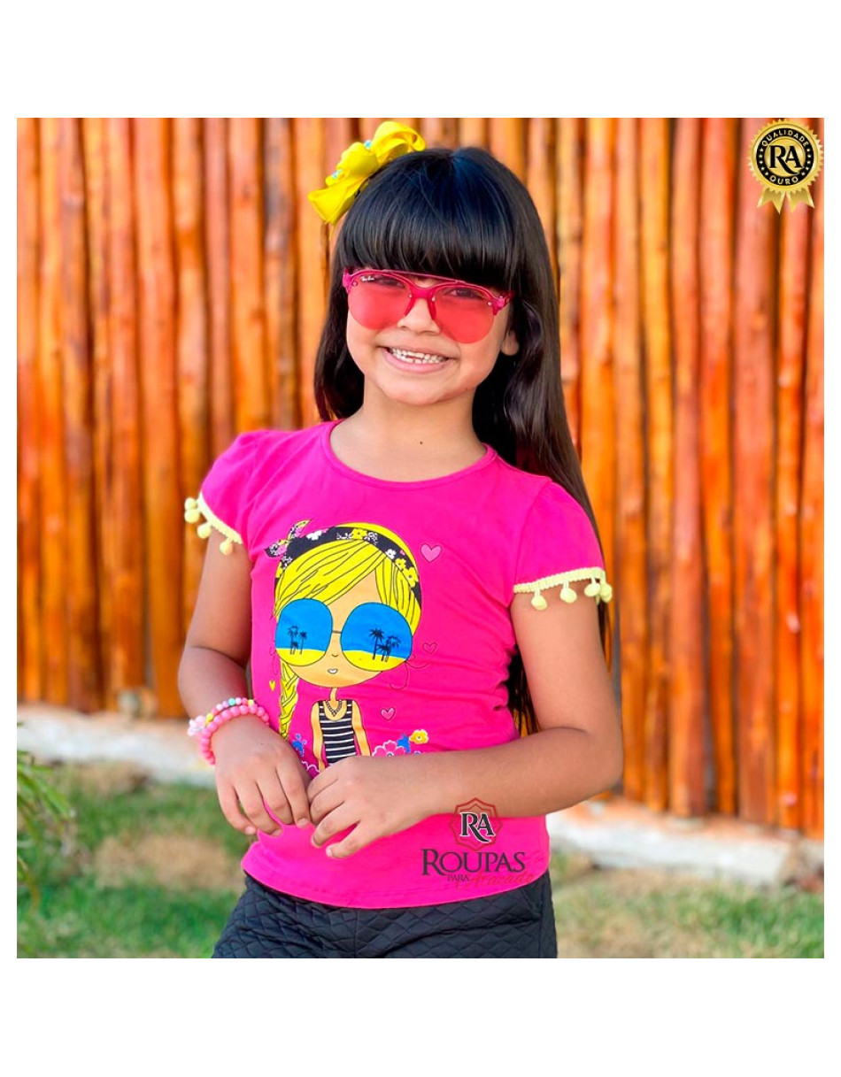 Blusa Infantil Feminina Com Aplicações