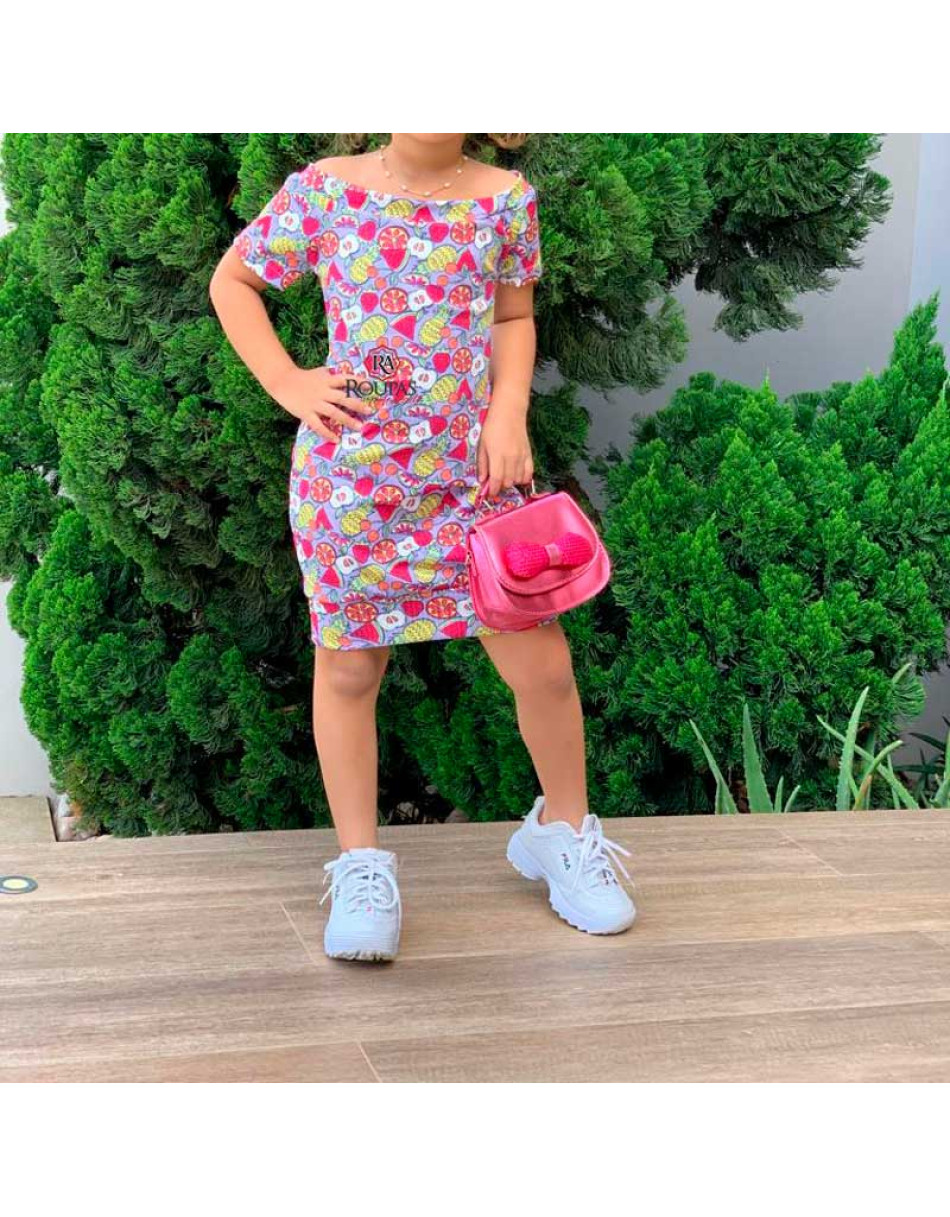 Vestido Infantil Canelado Estampado