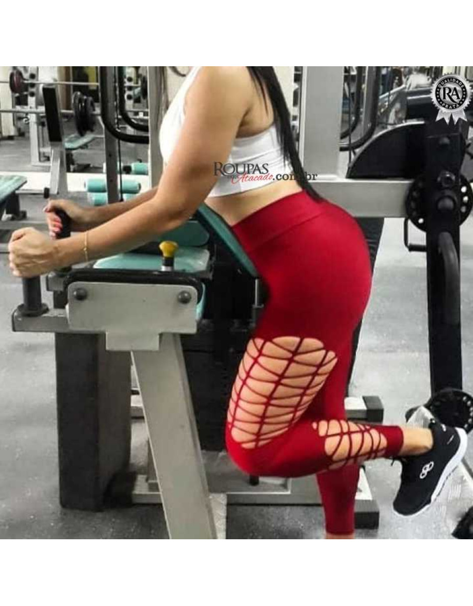 Calça Legging Suplex Lisa Corte a Laser