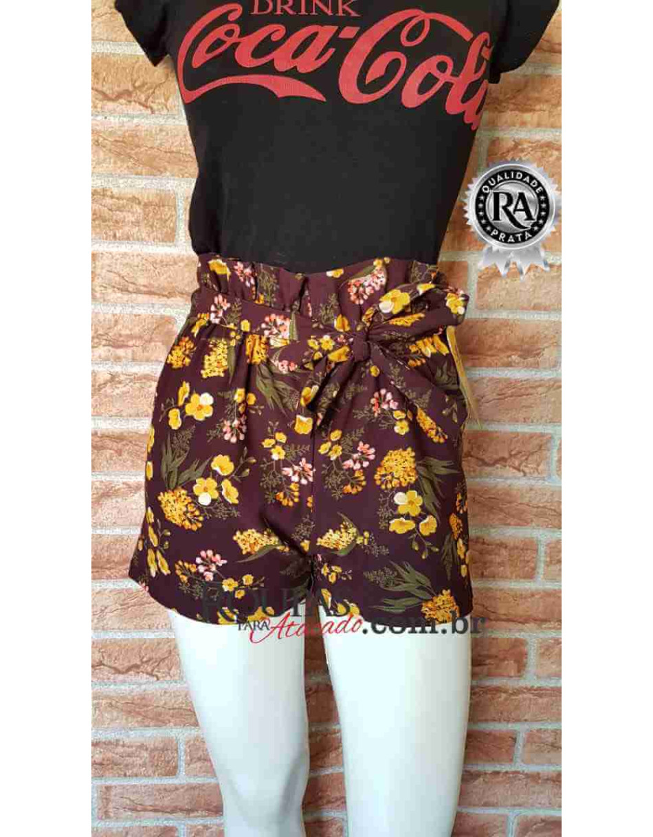 Short Estampado Feminino Adulto com Laço