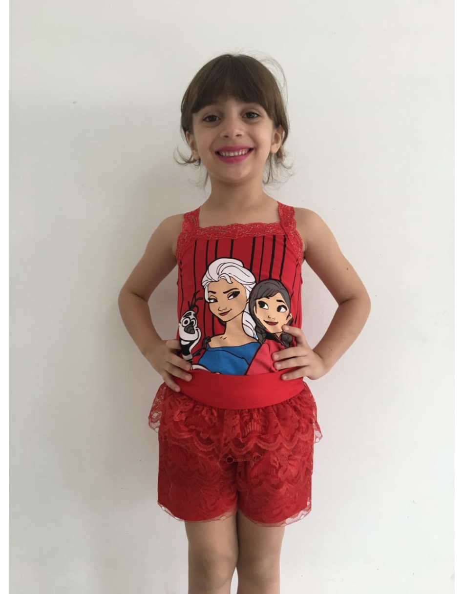 Conjunto Infantil Blusa e Short de renda