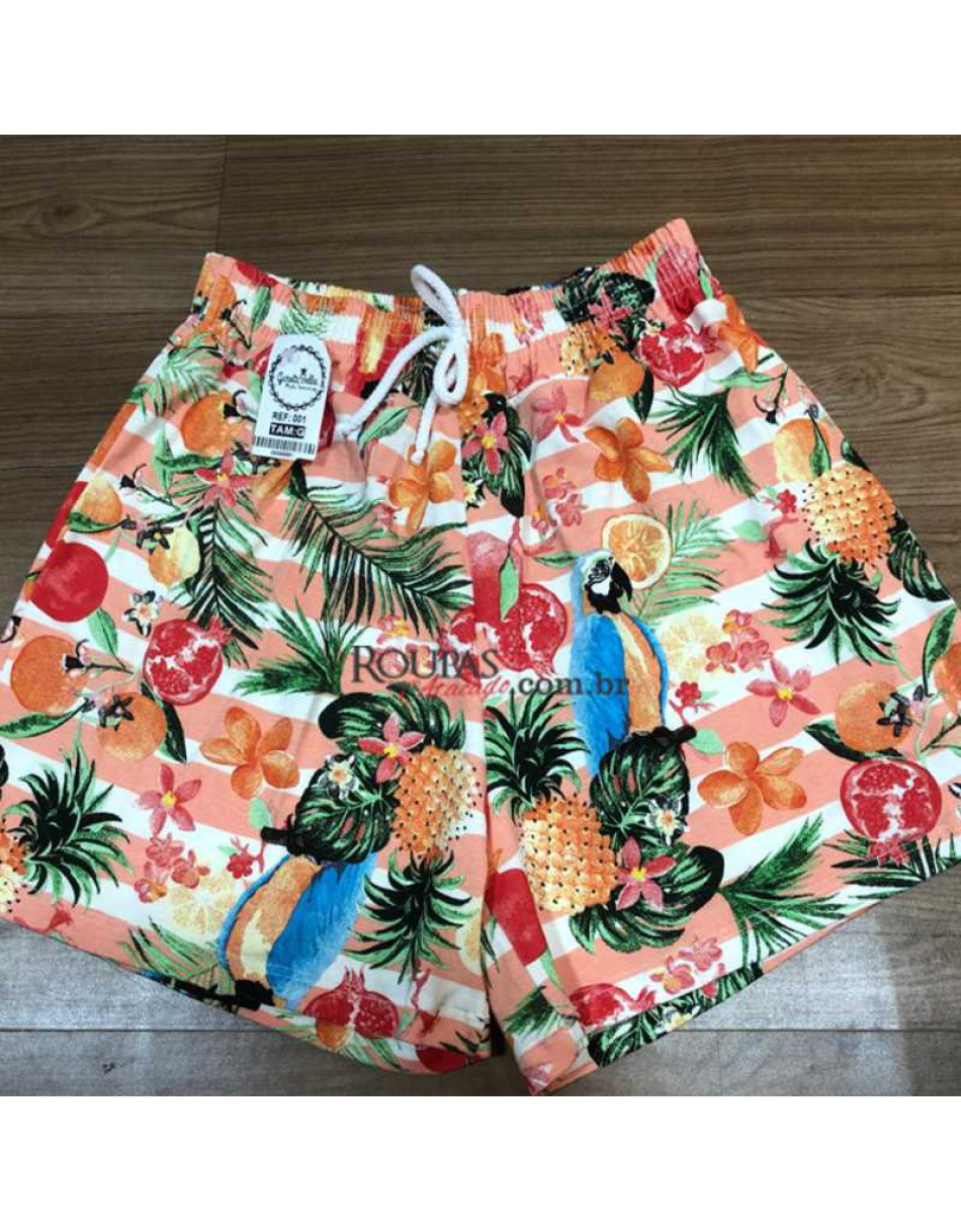 Short Curto Floral Feminino  