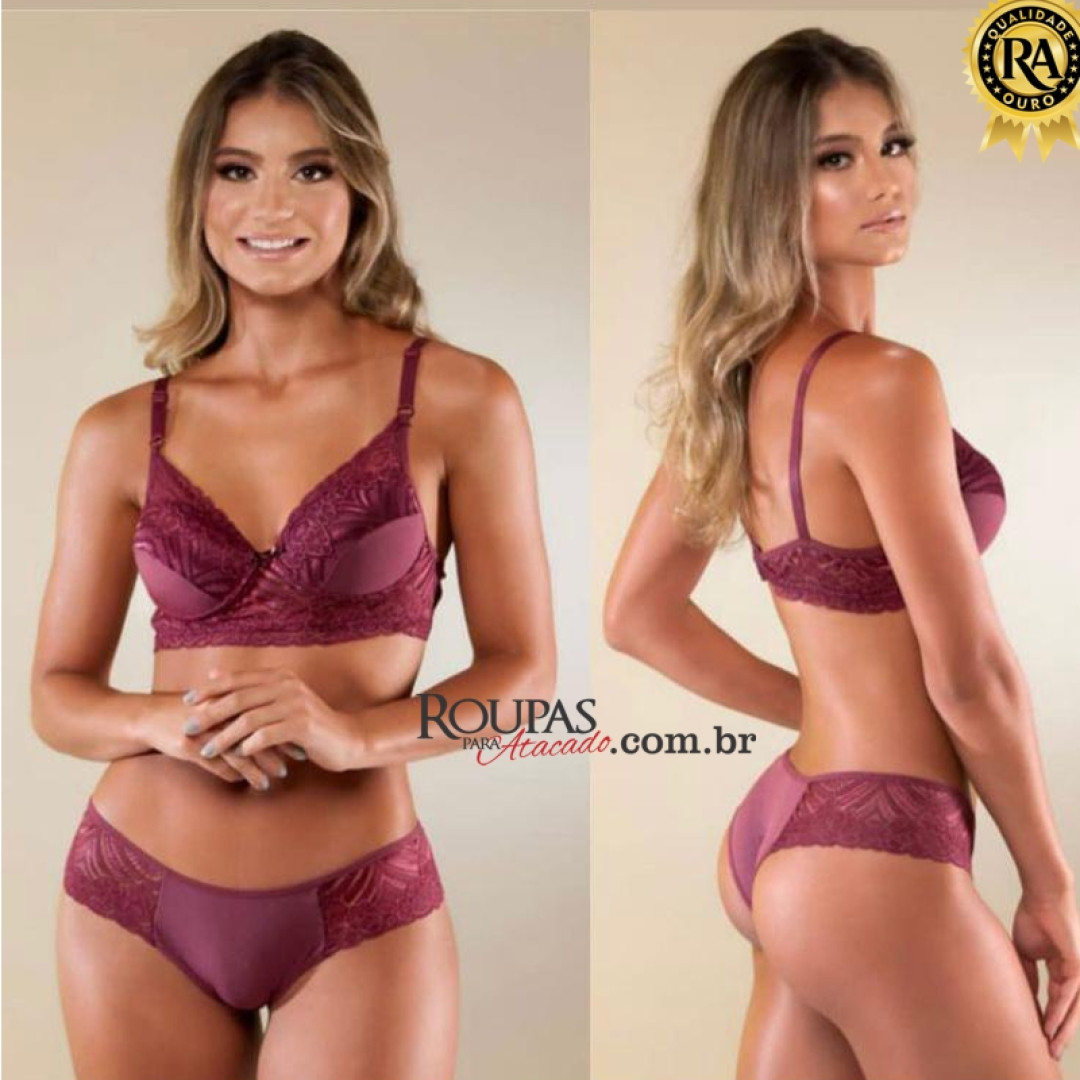 Conjunto  Lingerie Aline Com Detalhes Em Renda