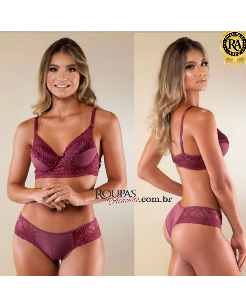 Conjunto  Lingerie Aline Com Detalhes Em Renda