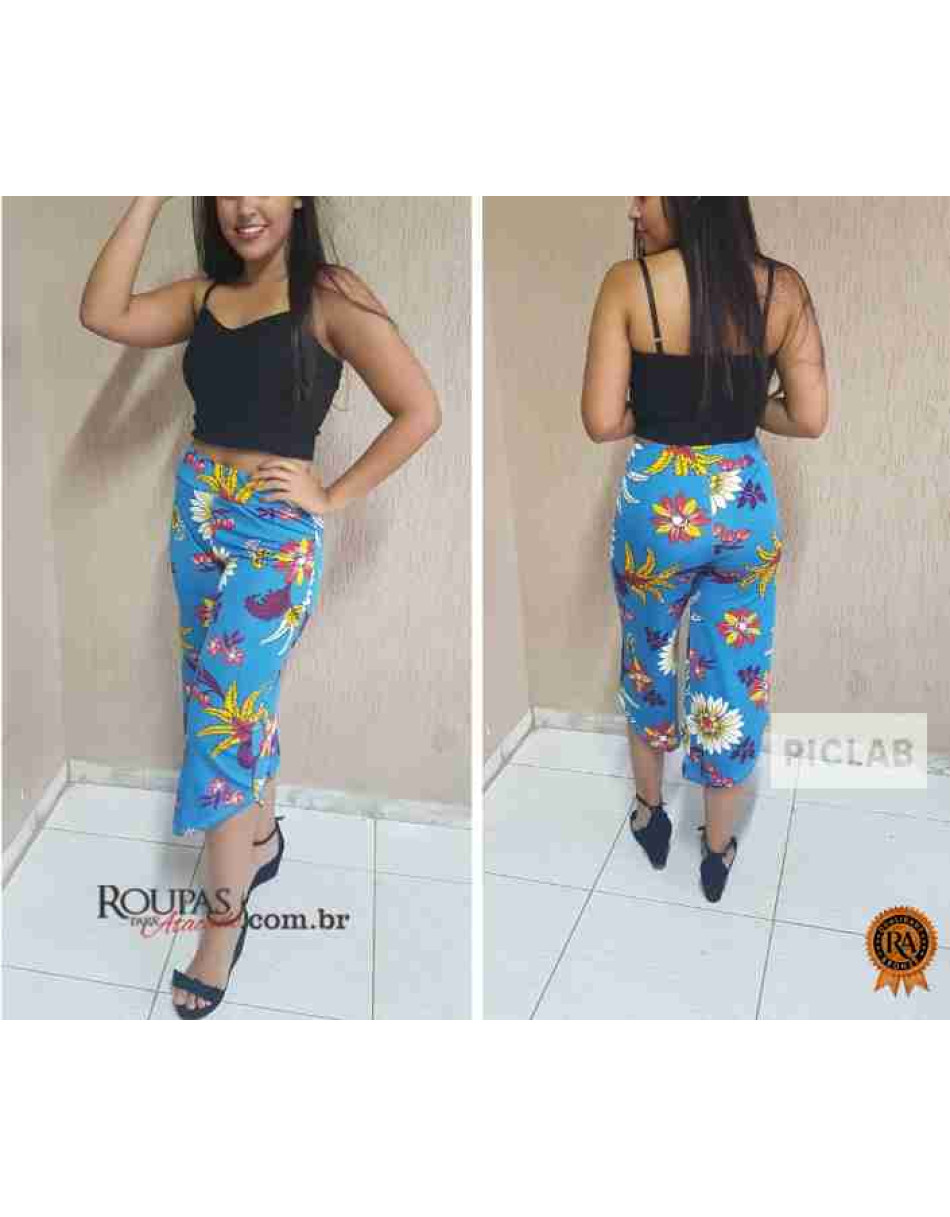 Calça Pantacourt Estampada