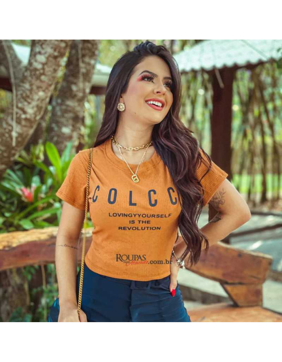 Blusa Cropped Malha Canelada