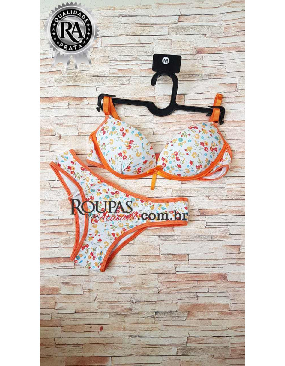 Conjunto Lingerie Sutiã e Calcinha Menina Moça Com Bojo