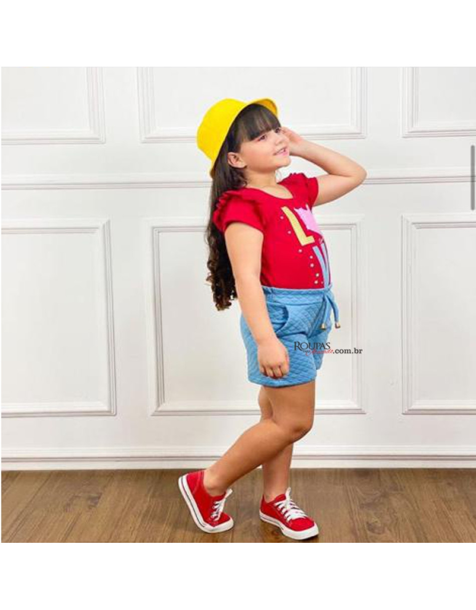 Short Infantil Matelassê Com Bolso