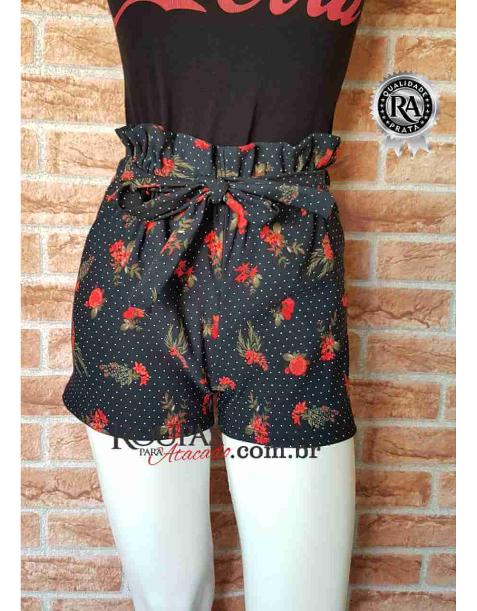 Short Estampado Feminino Adulto com Laço