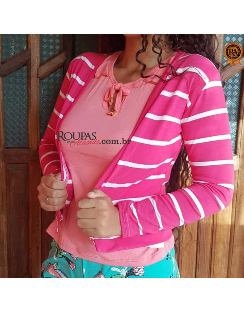 Casaco Feminino Listrado Cotton