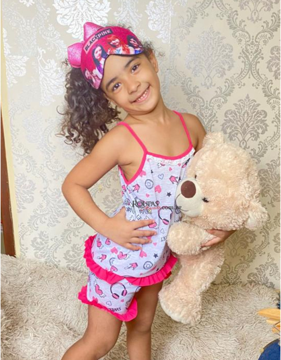 Baby Doll Infantil Estampado Com Babado