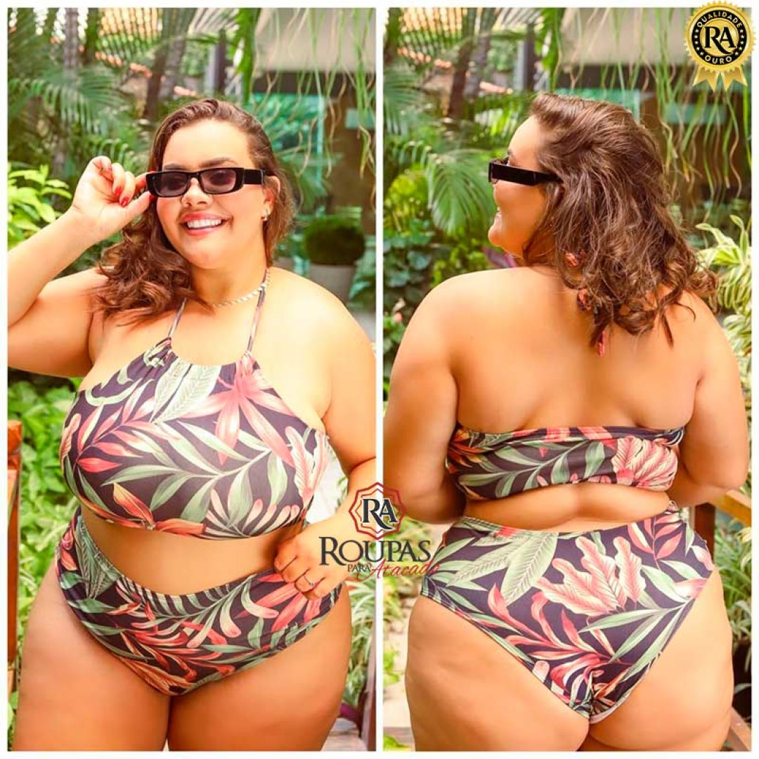 Biquíni Cropped Estampado Plus Size