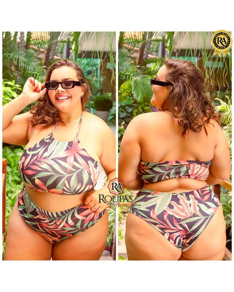 Biquíni Cropped Estampado Plus Size