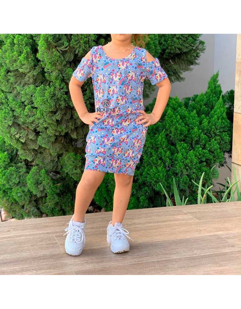 Vestido Infantil Canelado Estampado