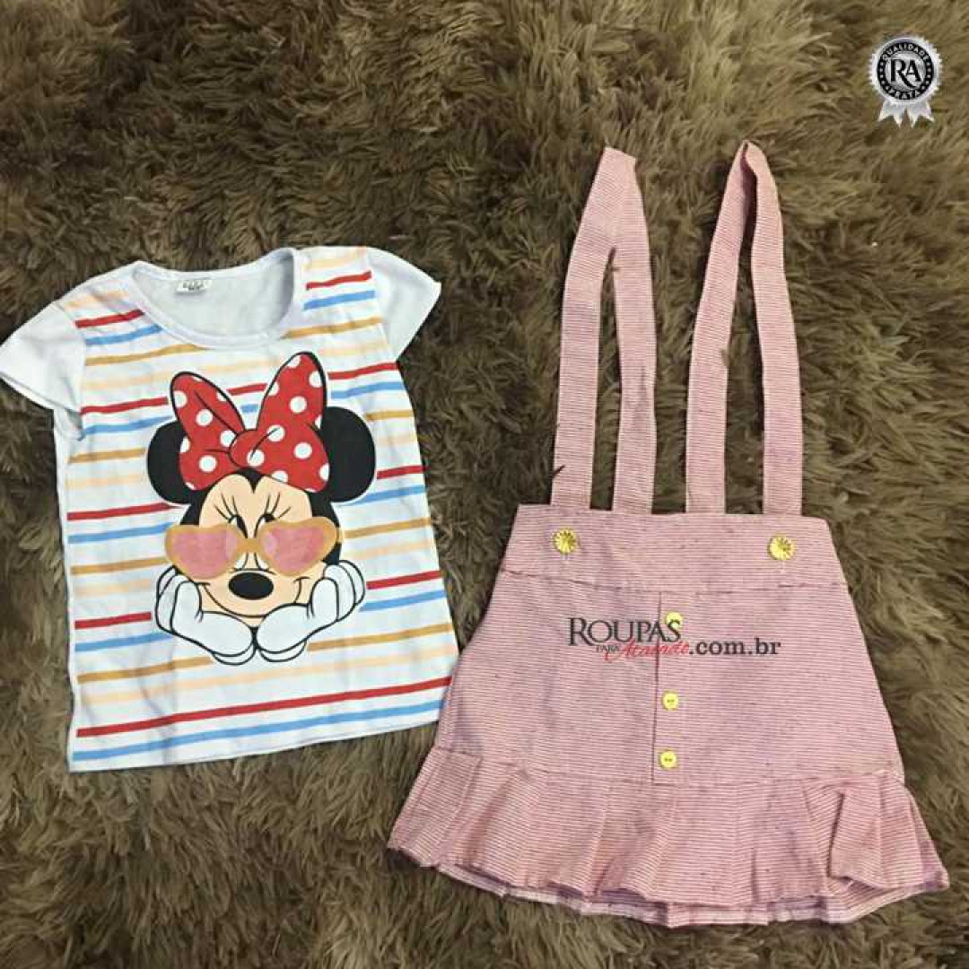 Conjunto Infantil Blusa e Vestido Salopete