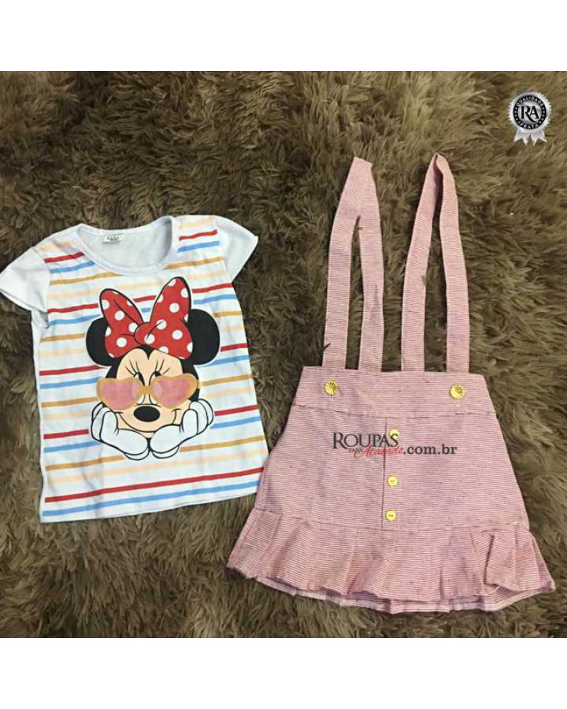 Conjunto Infantil Blusa e Vestido Salopete