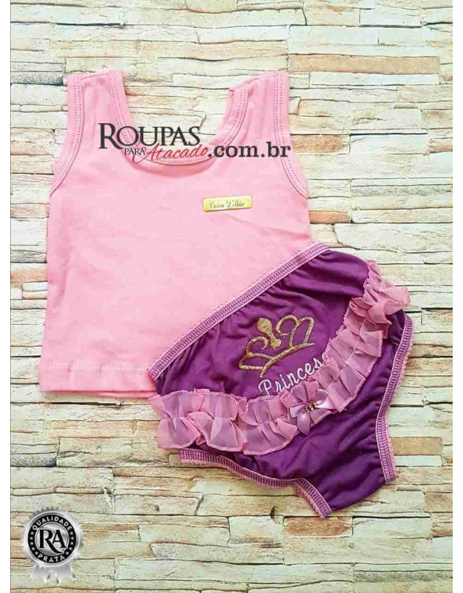 Conjunto Bebe Camiseta Com Calcinha Bunda Rica