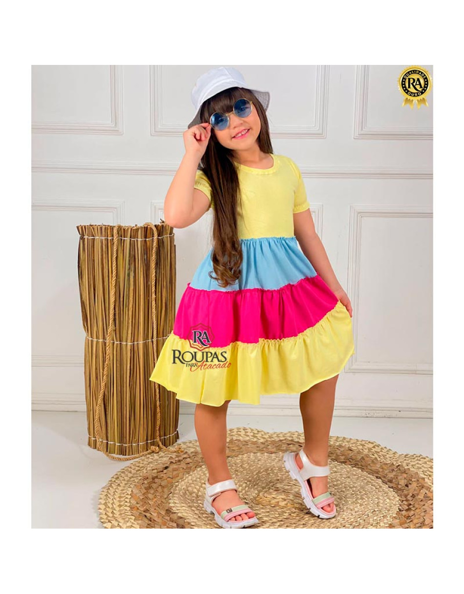 Vestido Infantil Três Marias Bicolor 