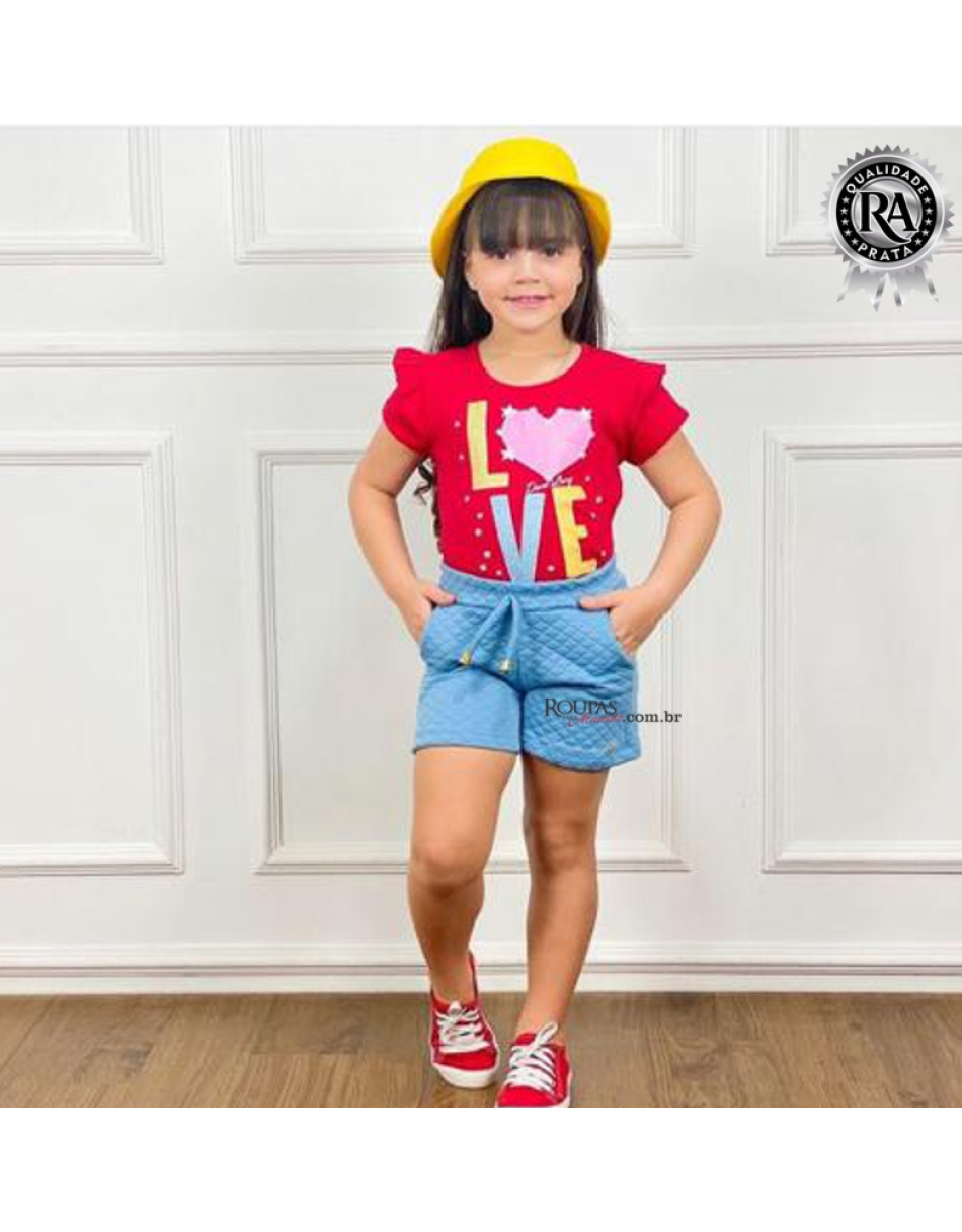 Short Infantil Matelassê Com Bolso