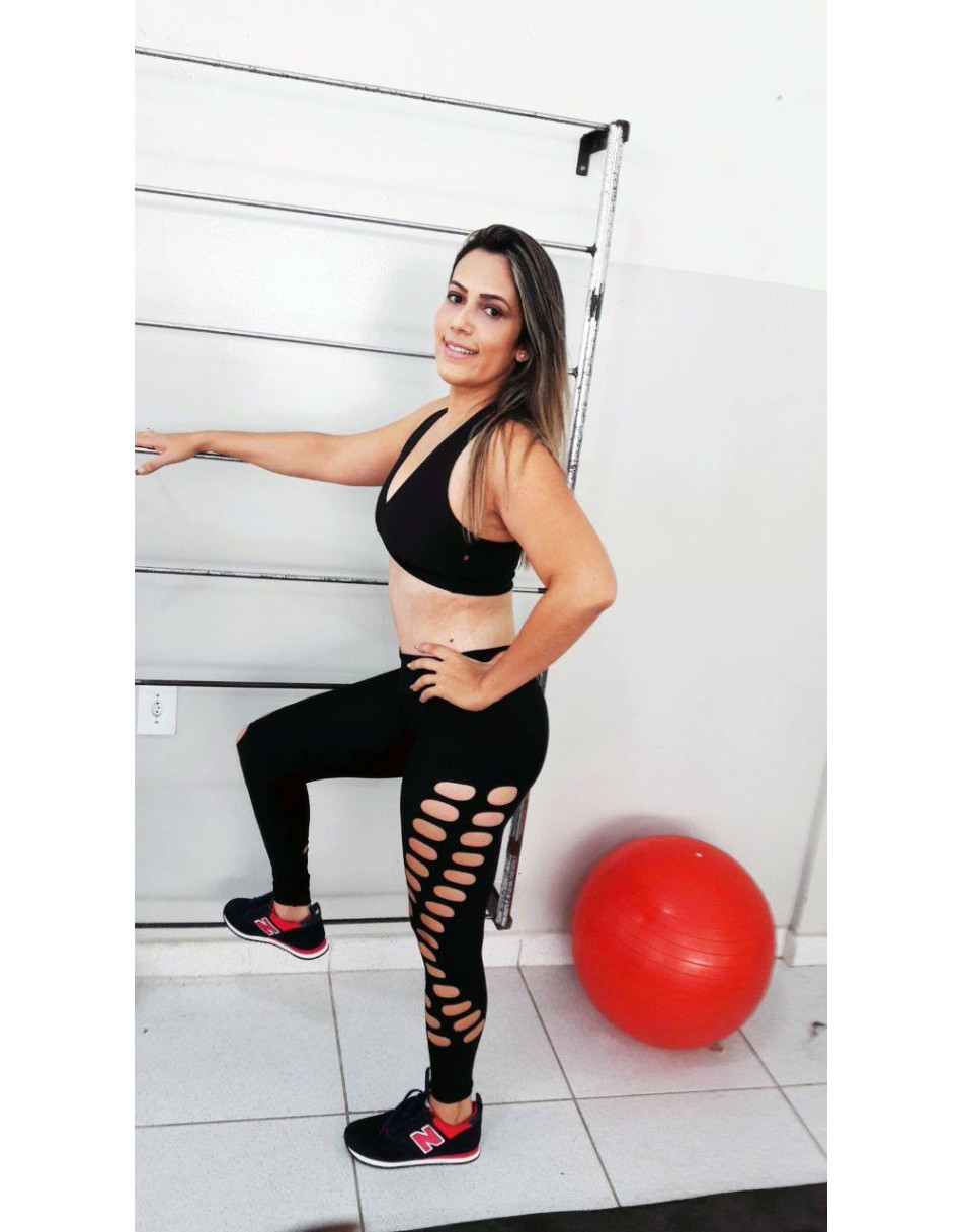 Calça Legging Suplex Lisa Corte a Laser