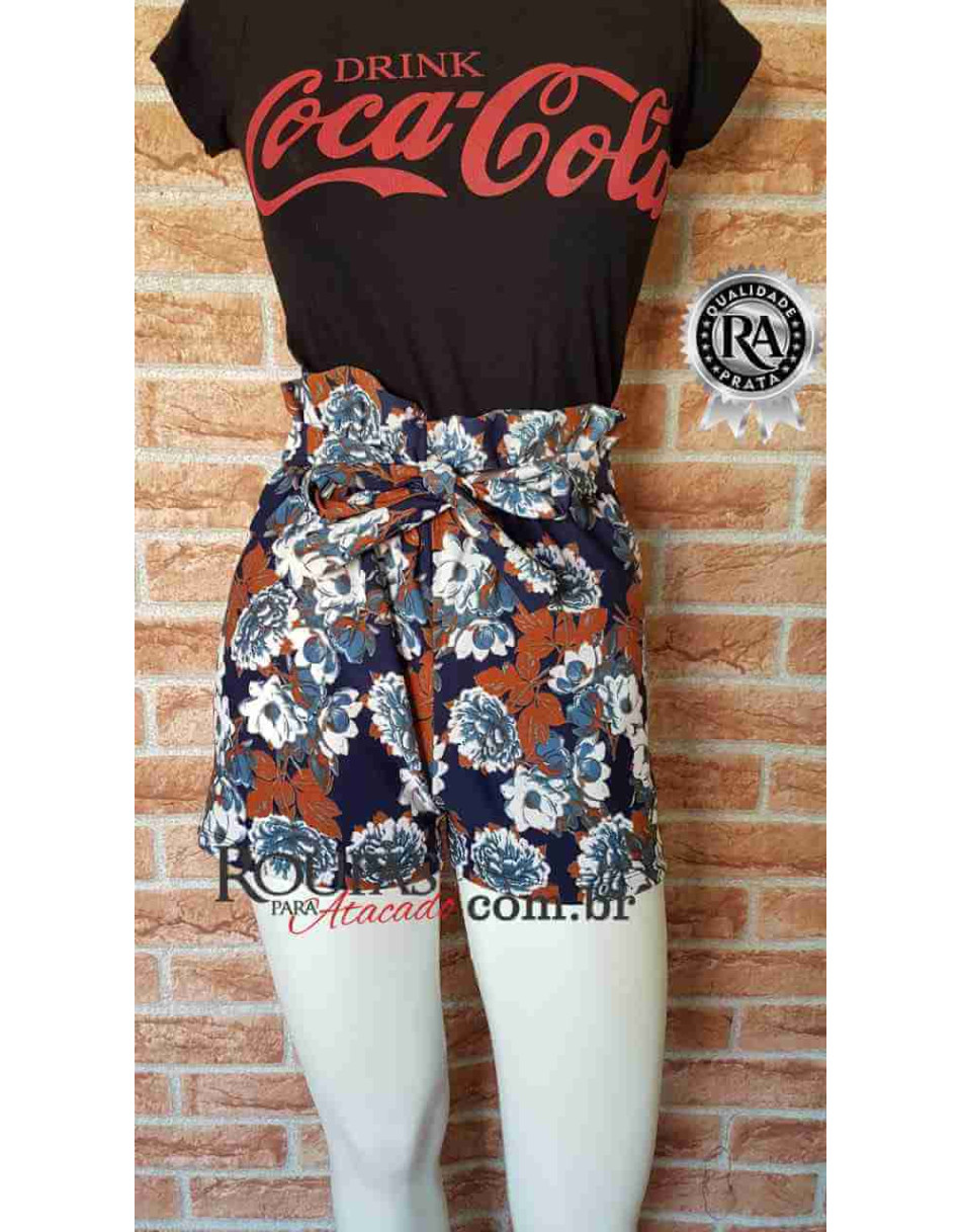 Short Estampado Feminino Adulto com Laço