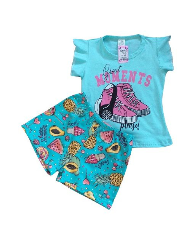 Conjunto Infantil Menina Blusa E Short