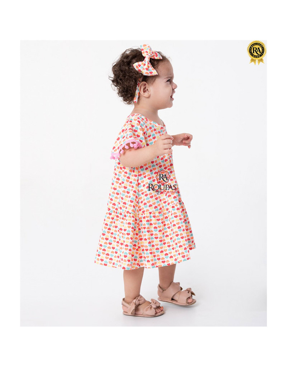 Vestido Infantil Estampado Com Tiara