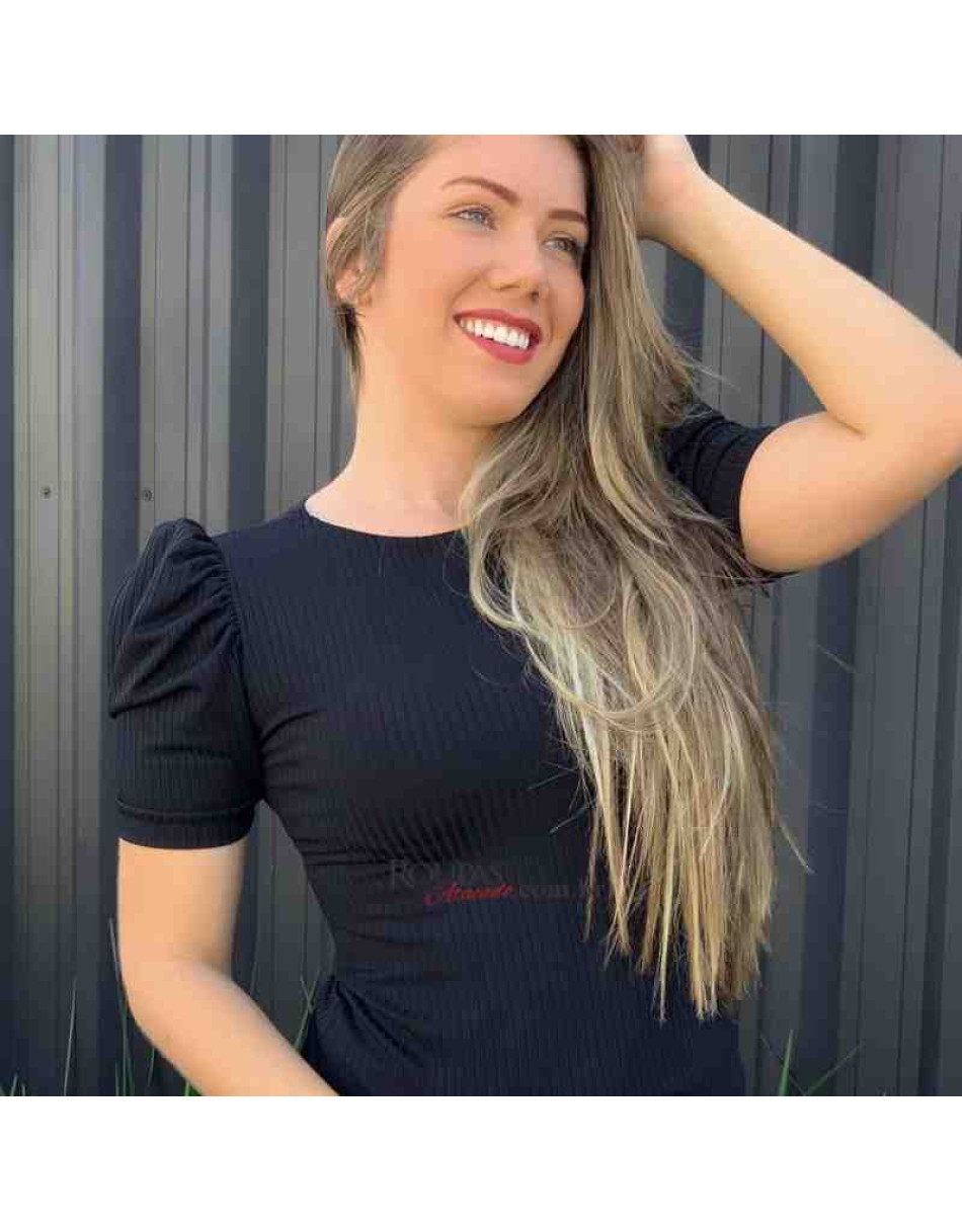 Blusa Malha Canelada Feminina