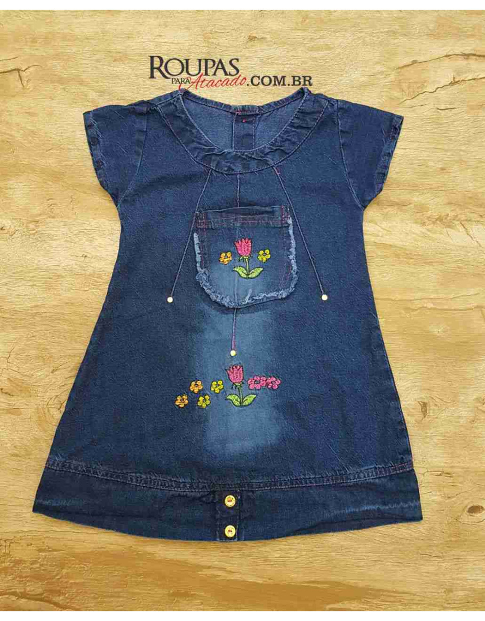 Vestido Jeans Infantil Vários Modelos P M e G