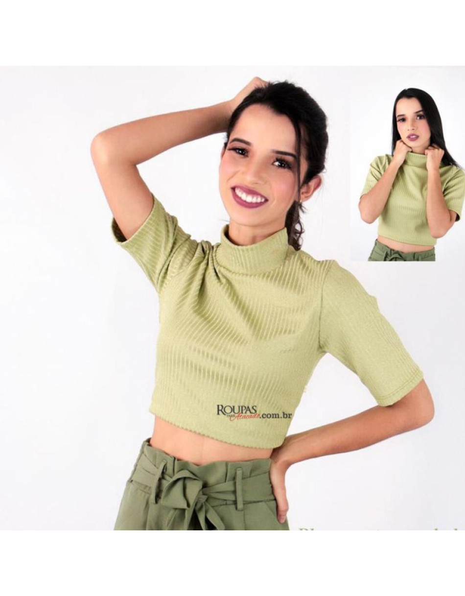 Blusa Cropped Malha Canelada