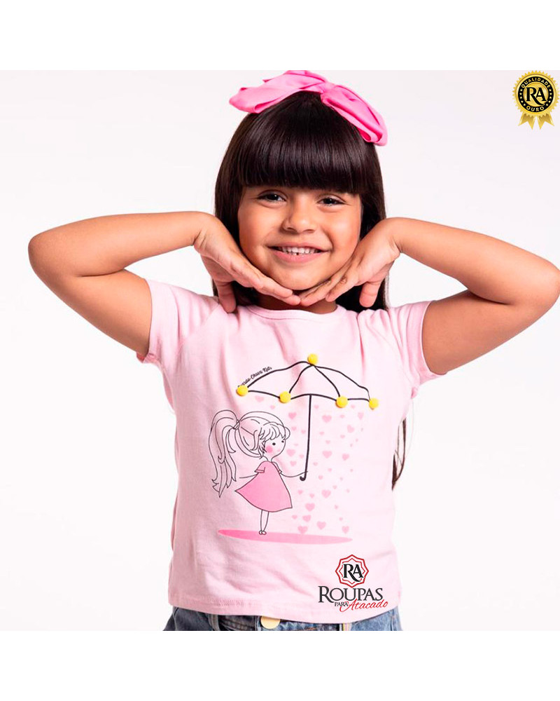 Blusa Infantil Algodão Com Pom Pom