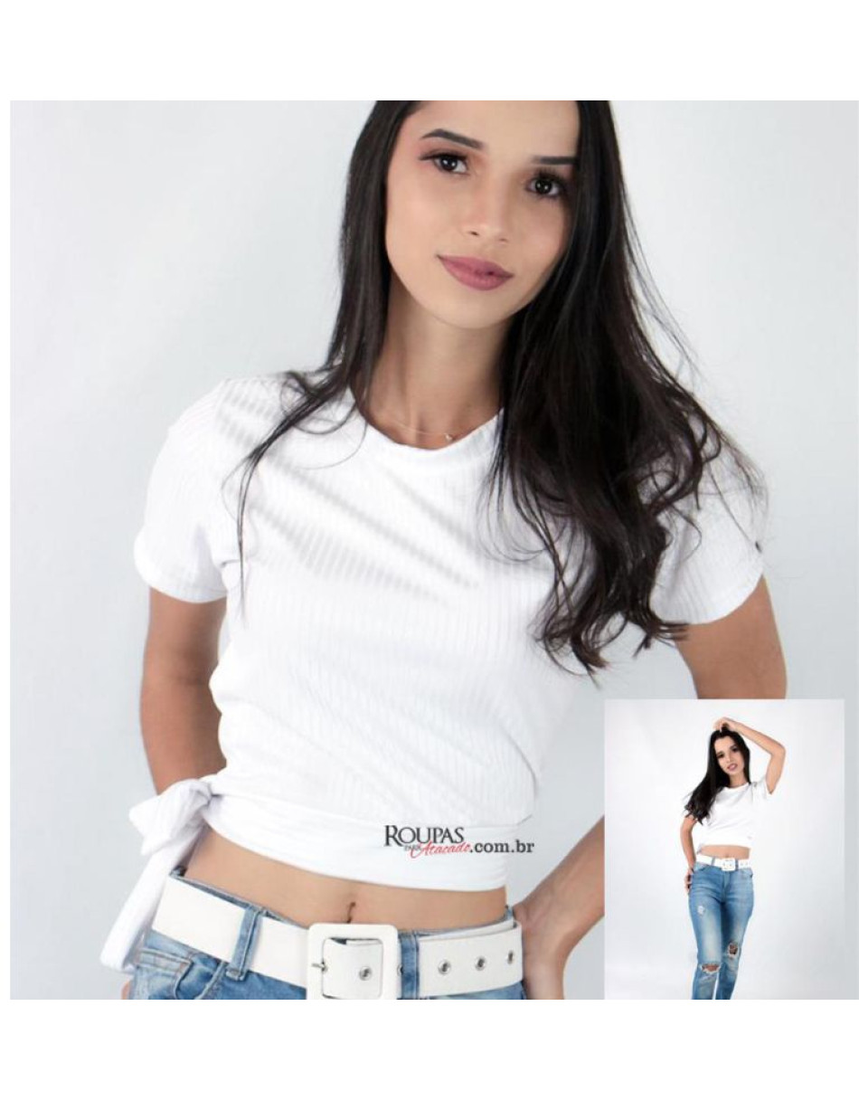 Blusa Cropped Malha Canelada