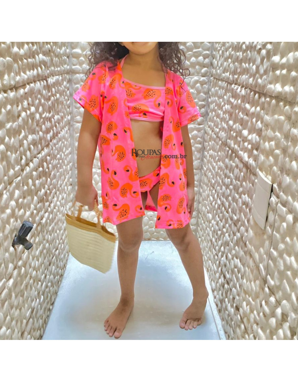 Biquíni Cropped Com Kimono Infantil 