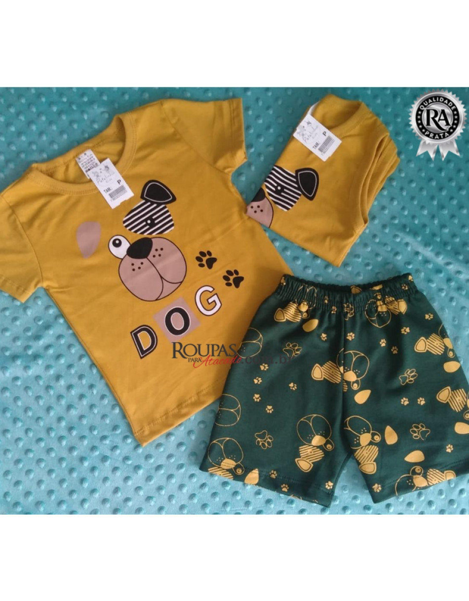 Conjunto Infantil  Bermuda Moletim E Camiseta Algodão