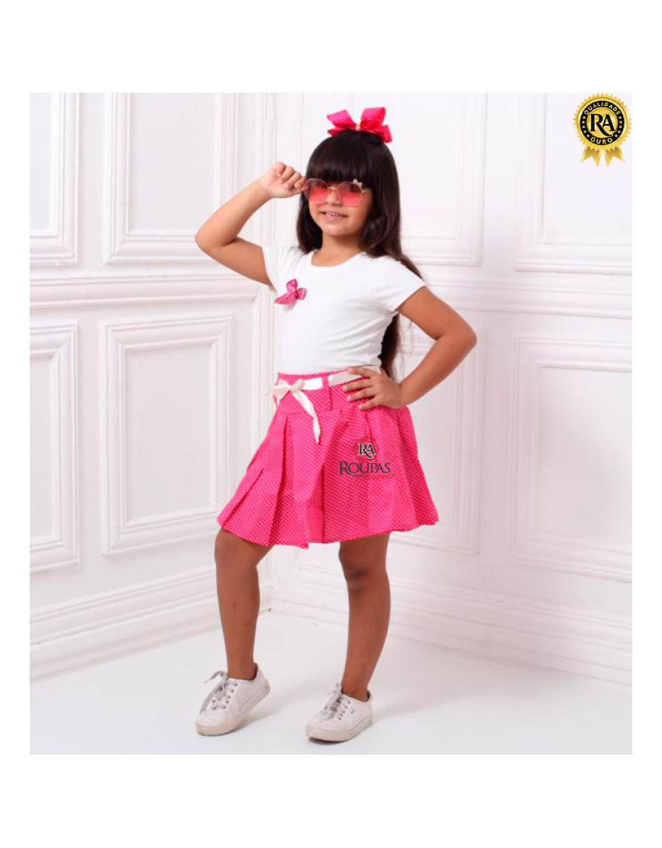 Conjunto Infantil De Saia Plissada E Blusa Mimyk