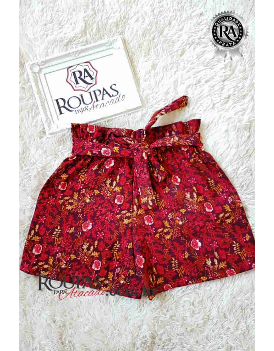 Short Estampado Feminino Adulto com Laço