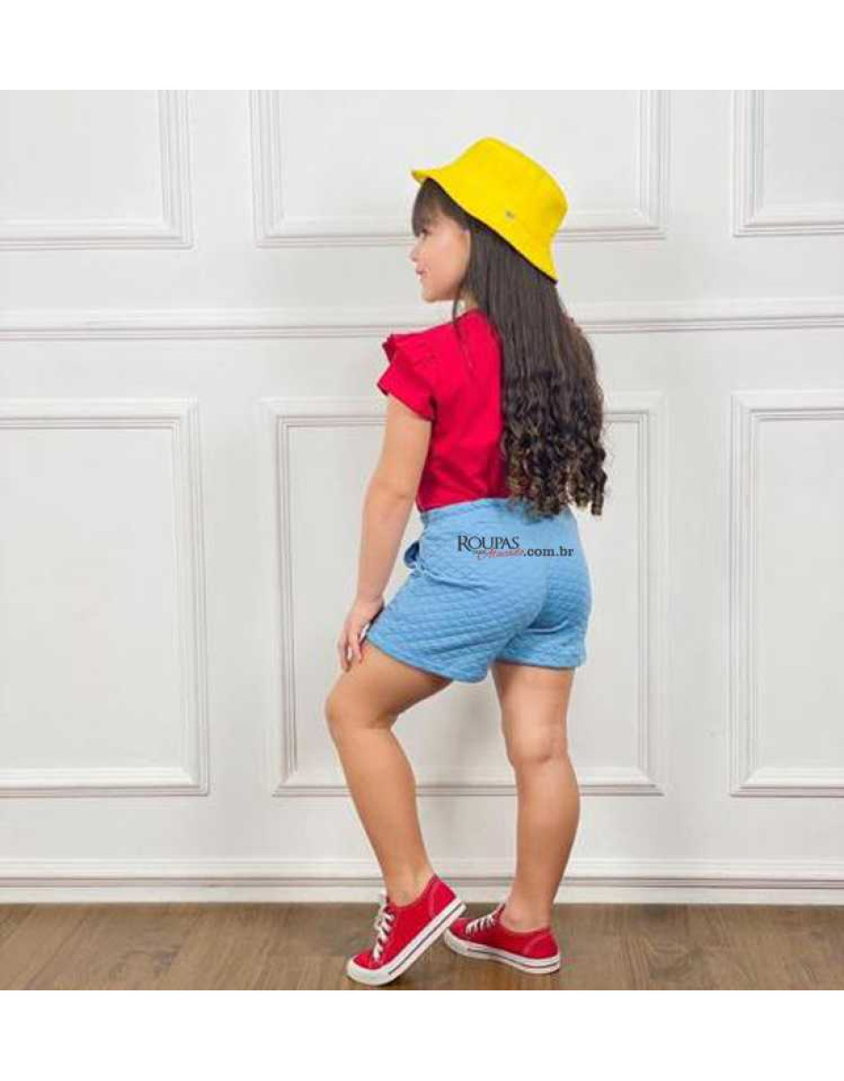 Short Infantil Matelassê Com Bolso