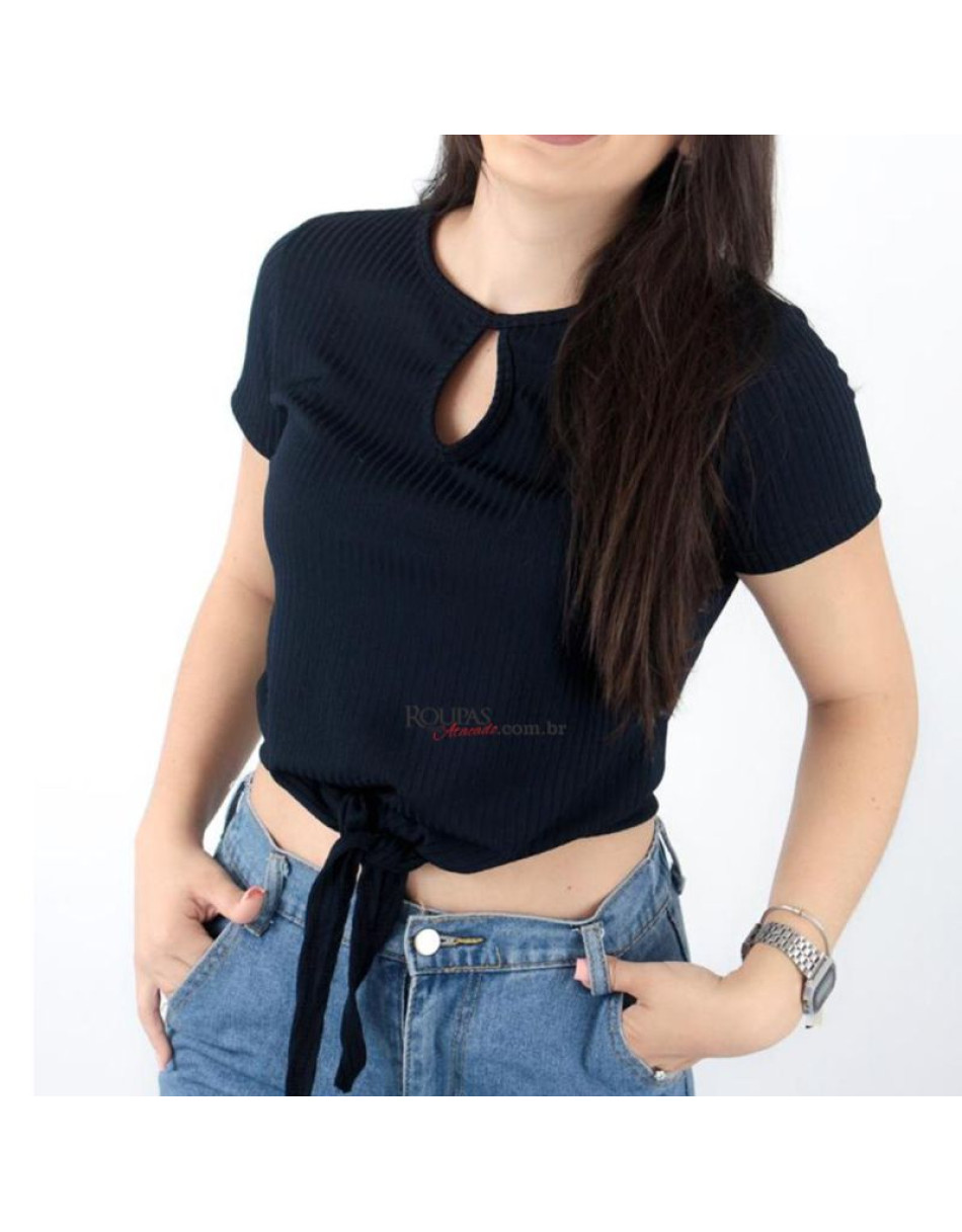 Blusa Cropped Malha Canelada