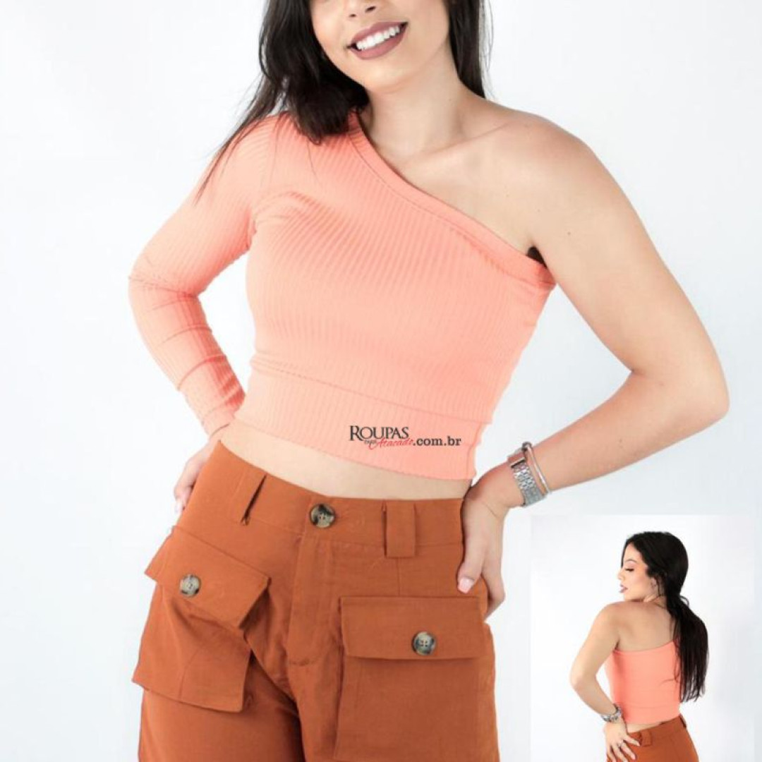 Blusa Cropped Malha Canelada