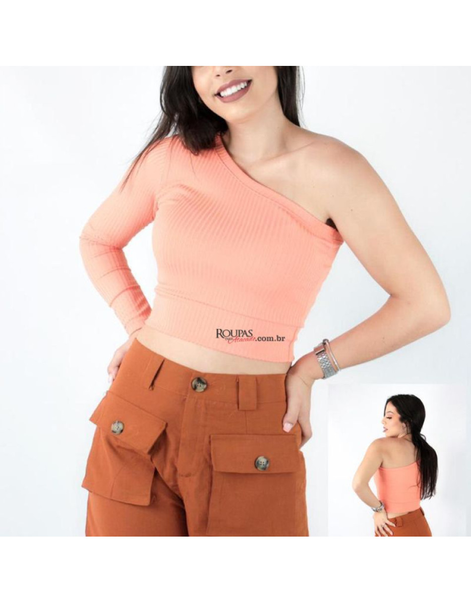 Blusa Cropped Malha Canelada