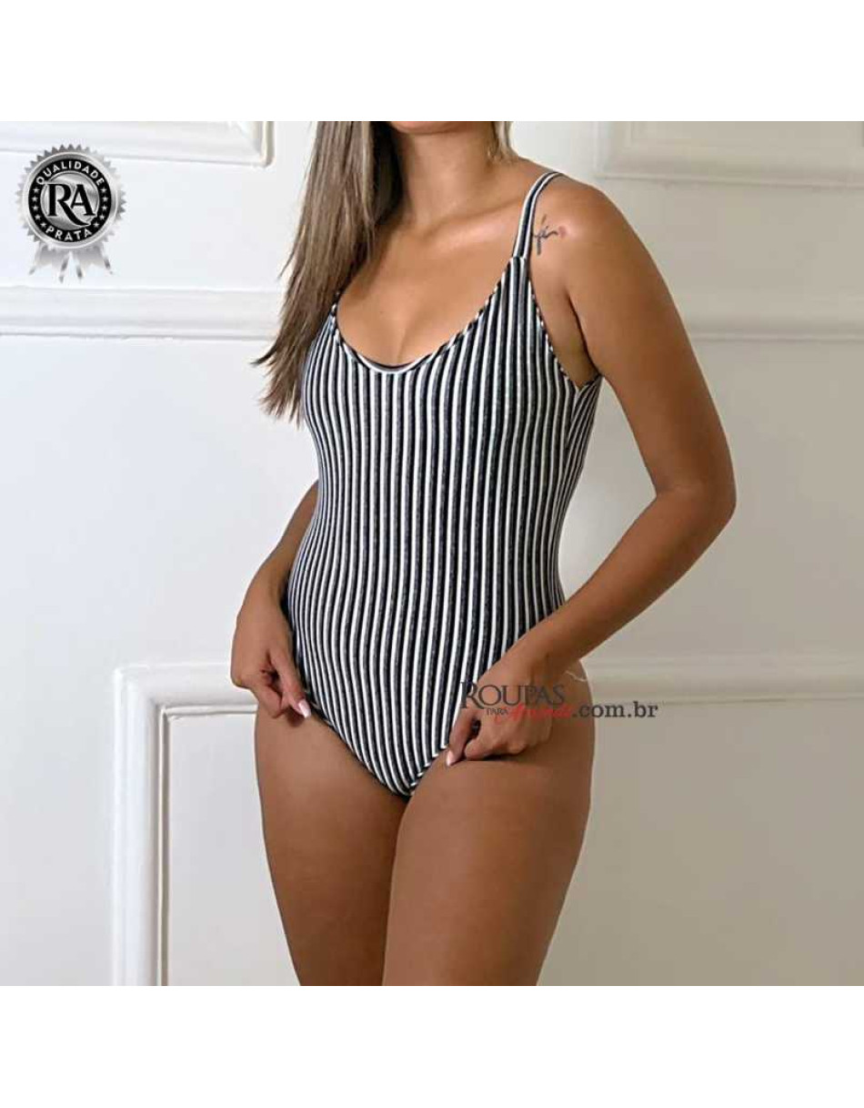 Body Feminino Listrado Adulto