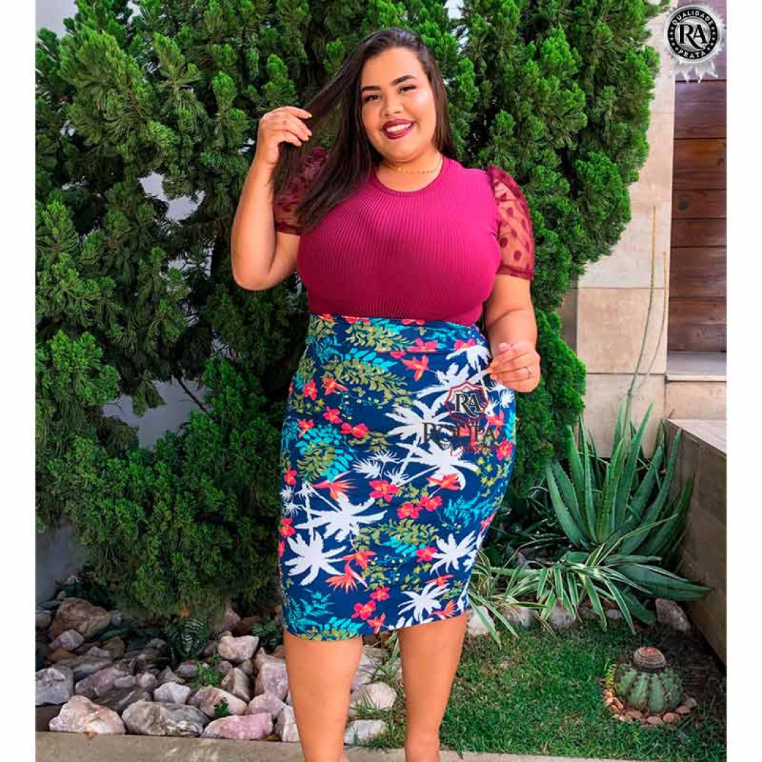 Saia Plus Size Estampada GG