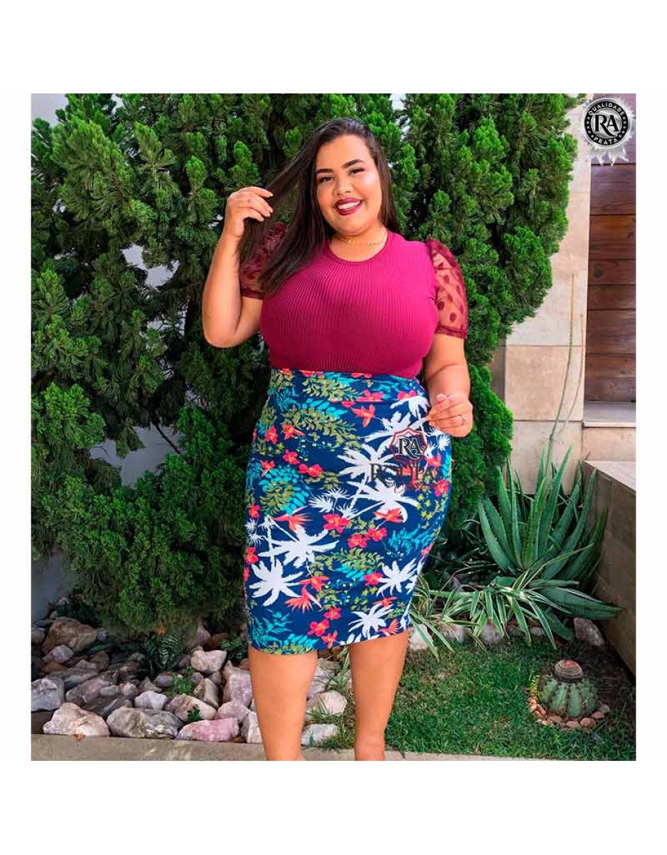 Saia Plus Size Estampada GG