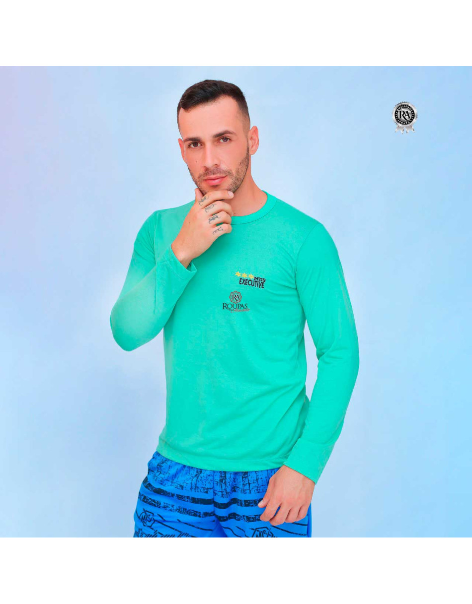 Camisa gola Careca Manga Longa Masculina